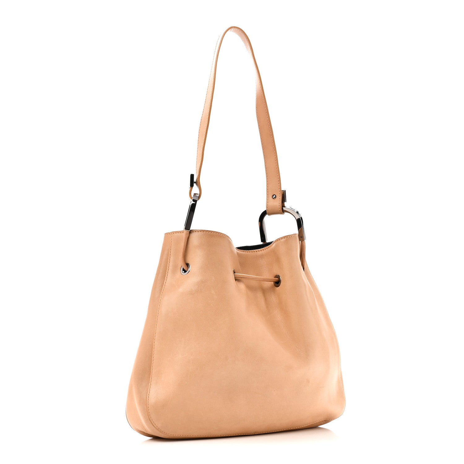 Gucci Calfskin Drawstring Small Drawstring Shoulder Bag Beige 3 of 10