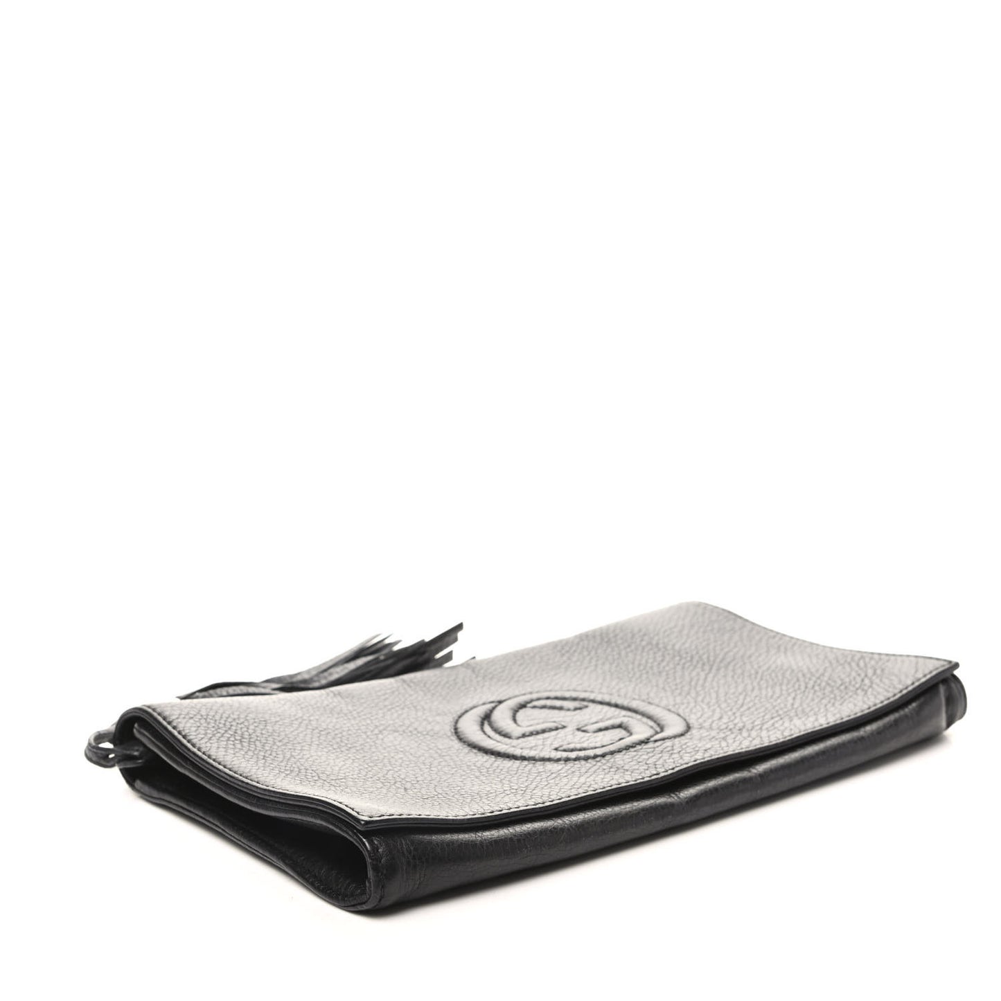 Pebbled Calfskin Medium Soho Clutch Black