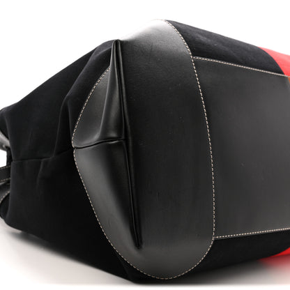 Bottega Veneta Canvas Calfskin Large Andiamo Voyager Shoulder Bag Black Scarlet Light Wood 7 of 11