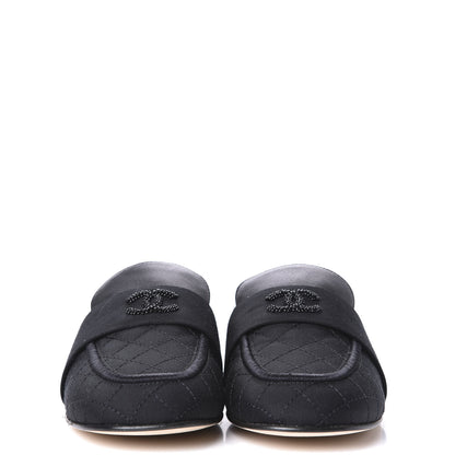 Chanel Lambskin Grosgrain Cap Toe CC Mules 36.5 Black 2 of 11