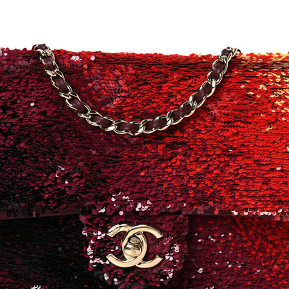 Chanel Shaded Sequins Mini Flap Black Burgundy Red Yellow 8 of 11