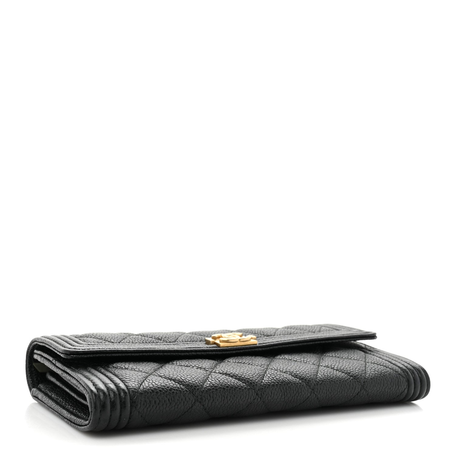 Chanel Caviar Quilted Large Boy Gusset Flap Wallet Black 4 of 15