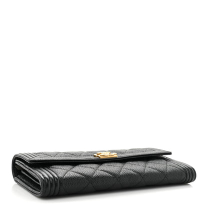 Chanel Caviar Quilted Large Boy Gusset Flap Wallet Black 4 of 15