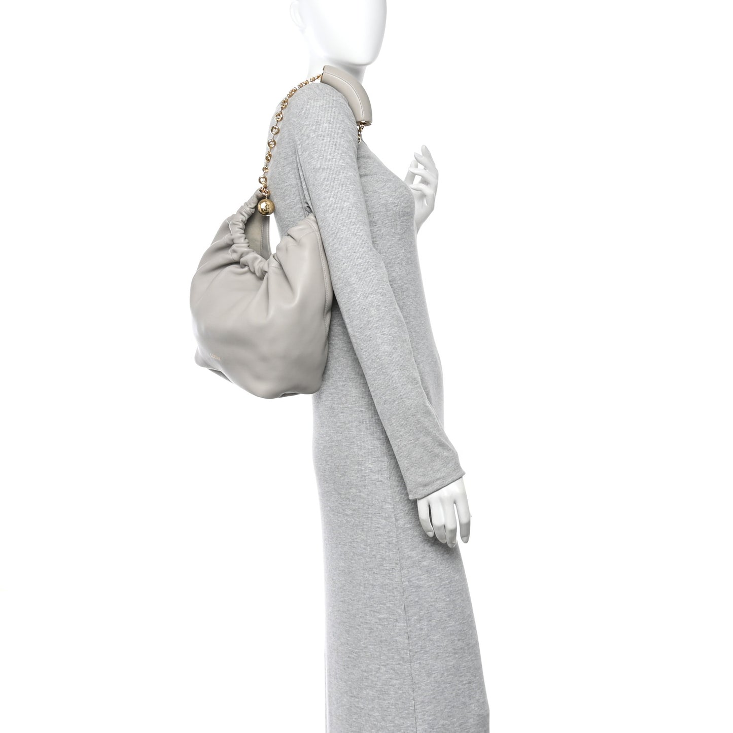 Buttery Nappa Lambskin Small Squeeze Bag Pearl Grey