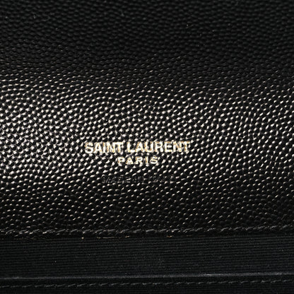 Saint Laurent Grain De Poudre Matelasse Chevron Monogram Envelope Clutch Black 6 of 10