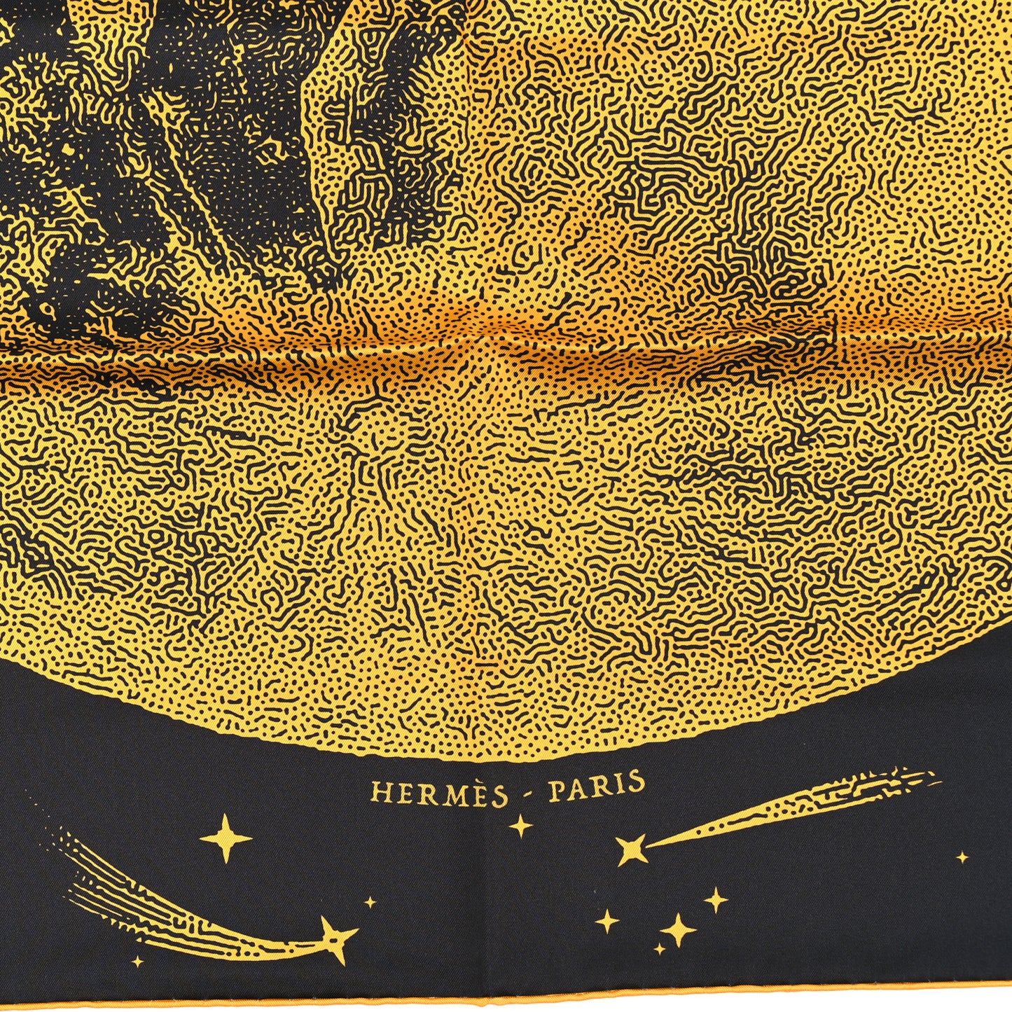 Silk Clair De Lune Double Face Scarf 90 Black Jaune D'Or Bleu
