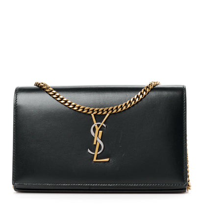 Saint Laurent Smooth Calfskin Tri-Metal Cassandre Wallet On Chain WOC Black 1 of 12