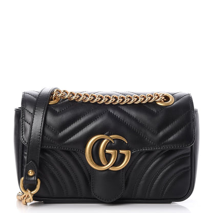 Gucci Calfskin Matelasse Mini GG Marmont Shoulder Bag Black 1 of 6