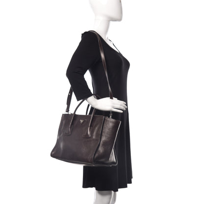 Prada Glace Calfskin Twin Pocket Tote Moro 2 of 16