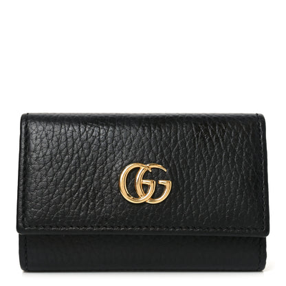 Gucci Pebbled Calfskin GG Marmont 6 Key Holder Black 1 of 8
