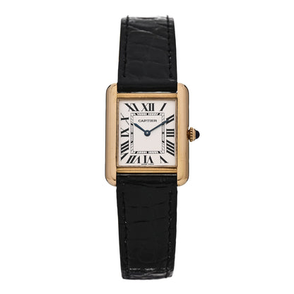 Cartier Stainless Steel 18K Yellow Gold Alligator 24mm Tank Solo Quartz Watch 1 of 5