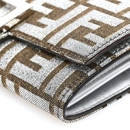 Fendi Fabric Jacquard FF 1974 Continental Wallet On Chain Ebano Argento 11 of 12