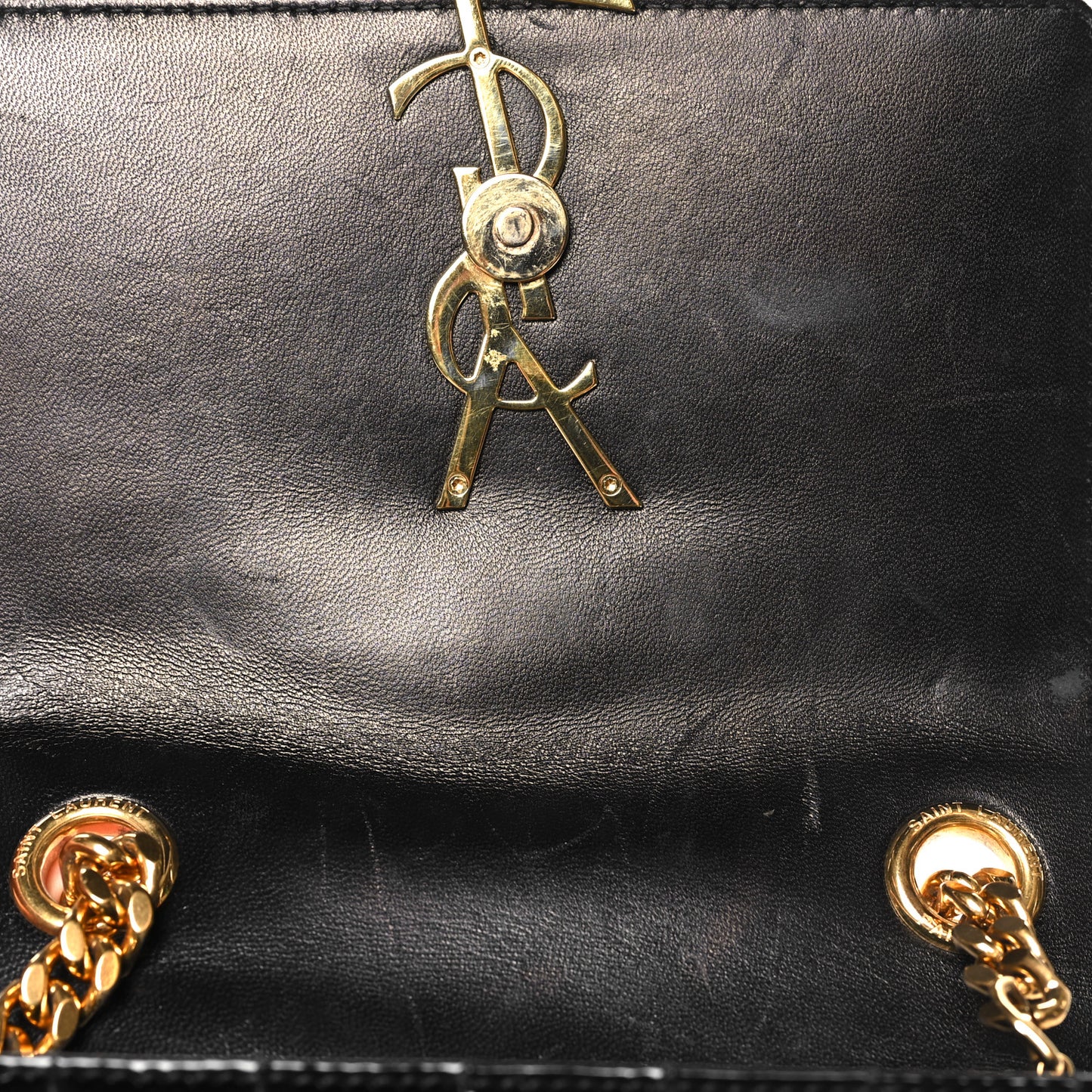 Patent Matelasse Monogram Small Vicky Chain Bag Black