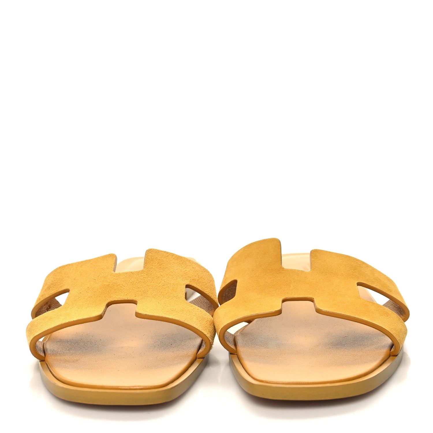 Hermes Suede Goatskin Oran Sandals 39.5 Jaune Sable 2 of 8