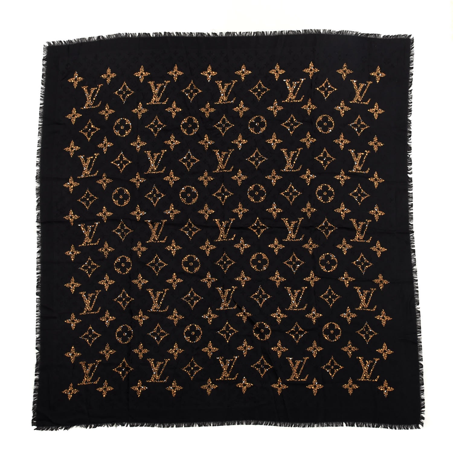 Louis Vuitton Wool Silk Monogram Giant Jungle Scarf Black 1 of 4