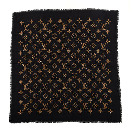 Louis Vuitton Wool Silk Monogram Giant Jungle Scarf Black 1 of 4