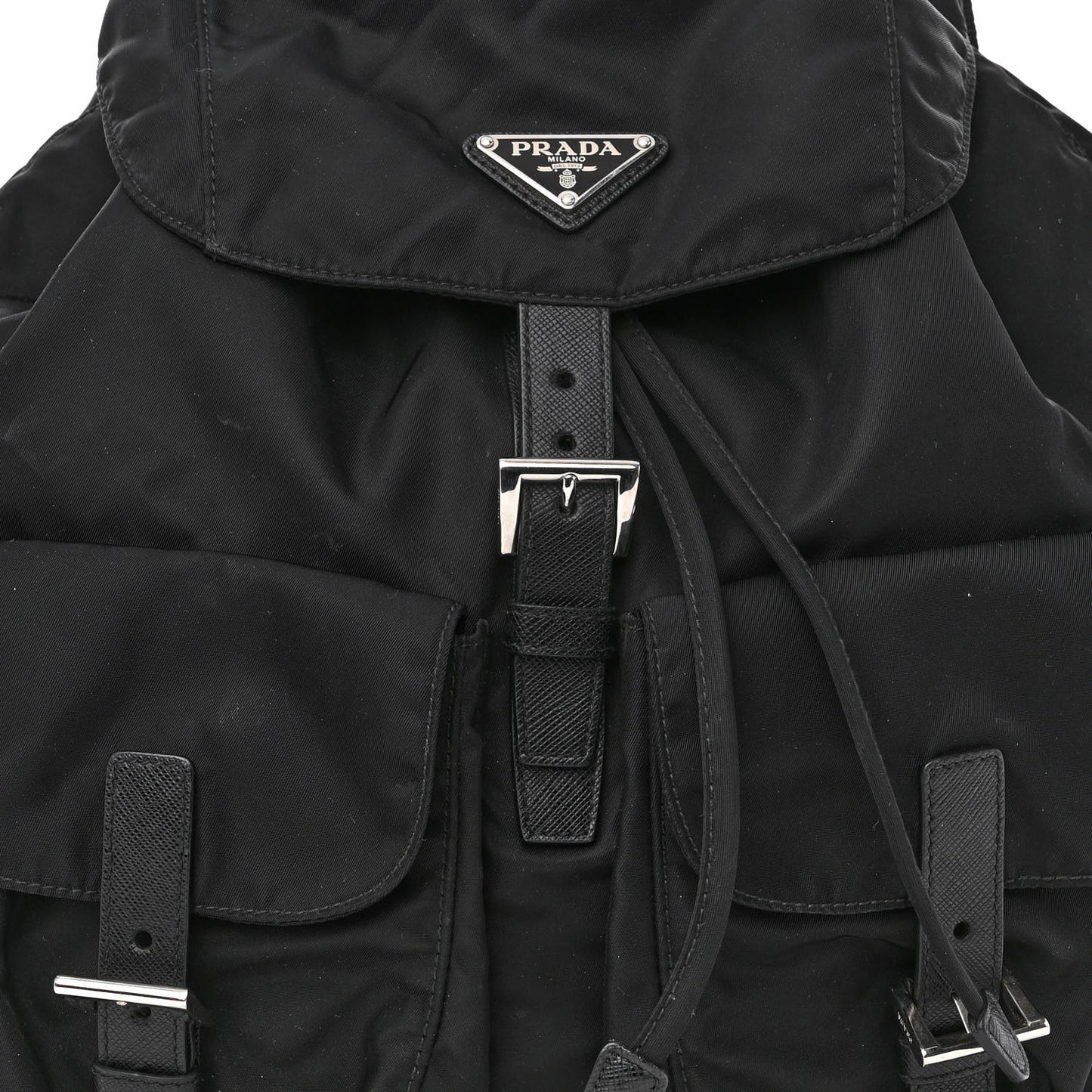Tessuto Nylon Saffiano Medium Backpack Black