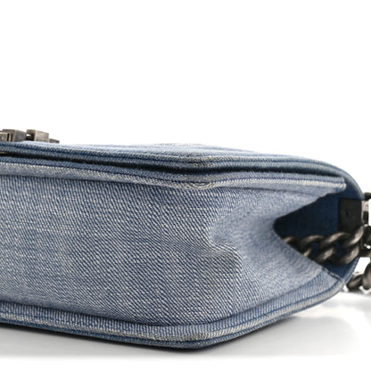 Chanel Denim Chevron Quilted Medium Boy Flap Blue 11 of 14