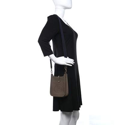 Hermes Taurillon Clemence Amazone Evelyne TPM Etoupe Bleu Indigo 2 of 11