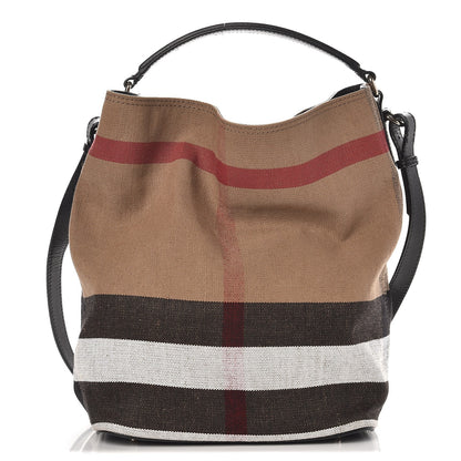 Burberry Canvas Mega Check Medium Ashby Hobo Black 1 of 7