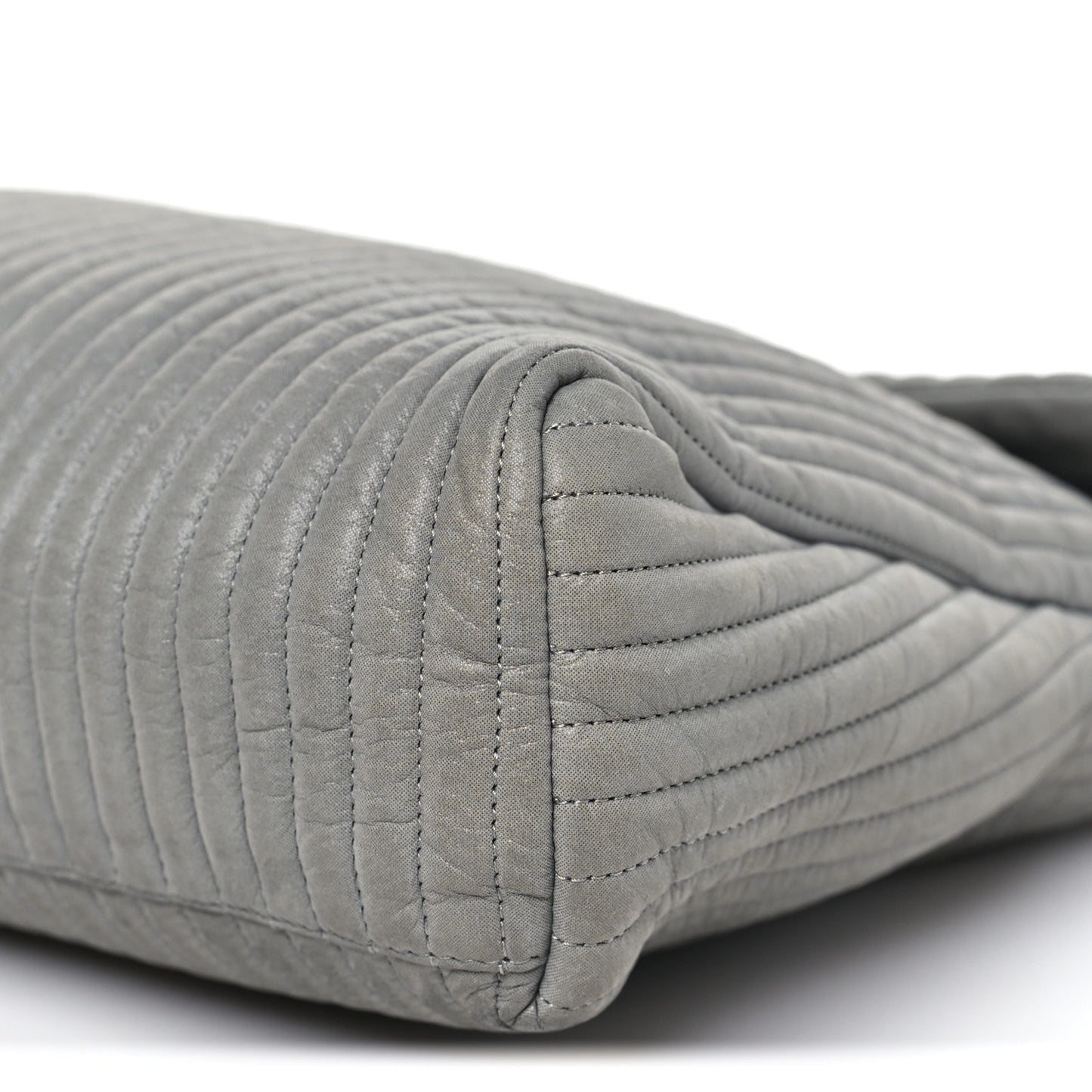 Iridescent Calfskin Vertical Quilted Mademoiselle Lock Bijoux Flap Shoulder Bag Grey