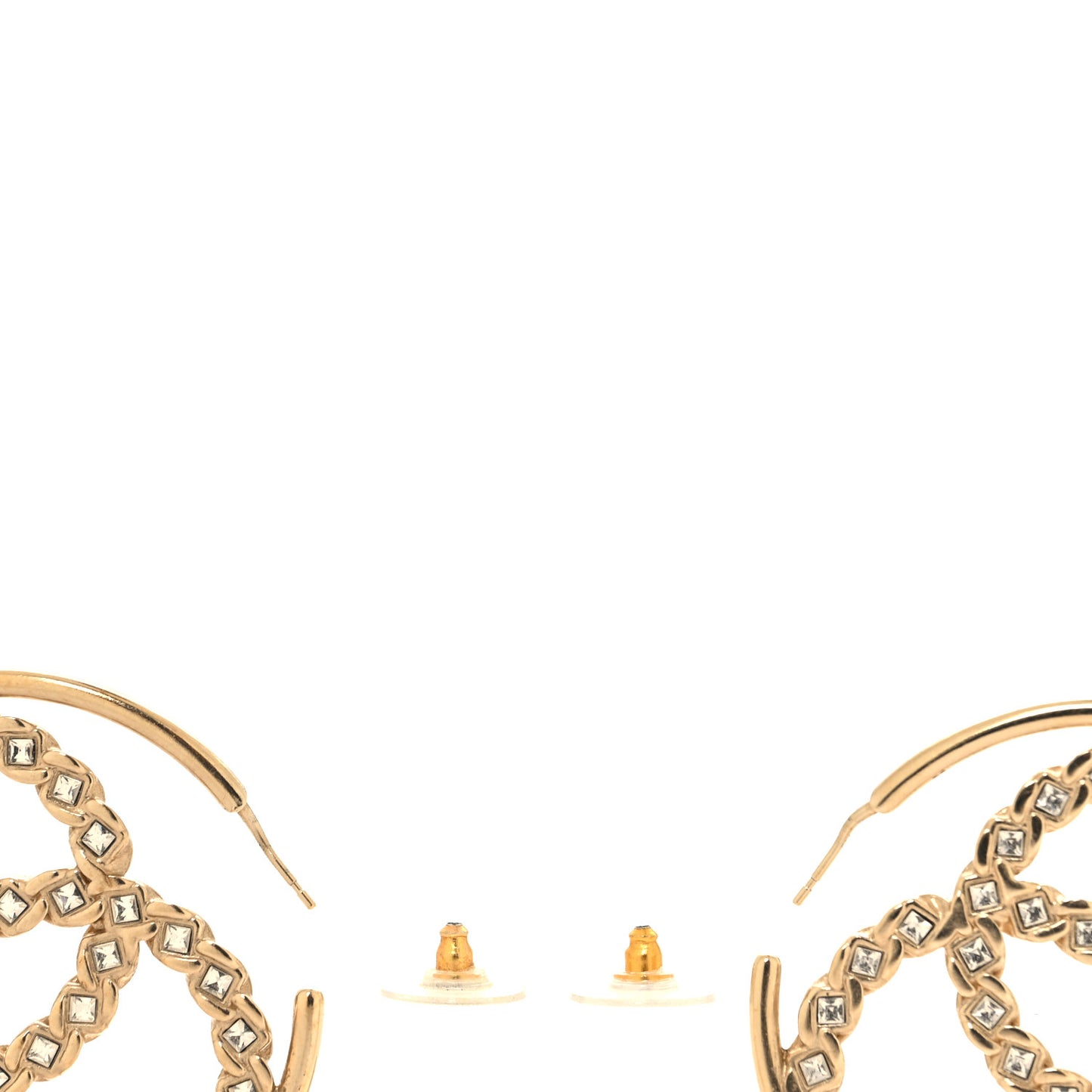 Crystal High Society CC Hoop Earrings Gold