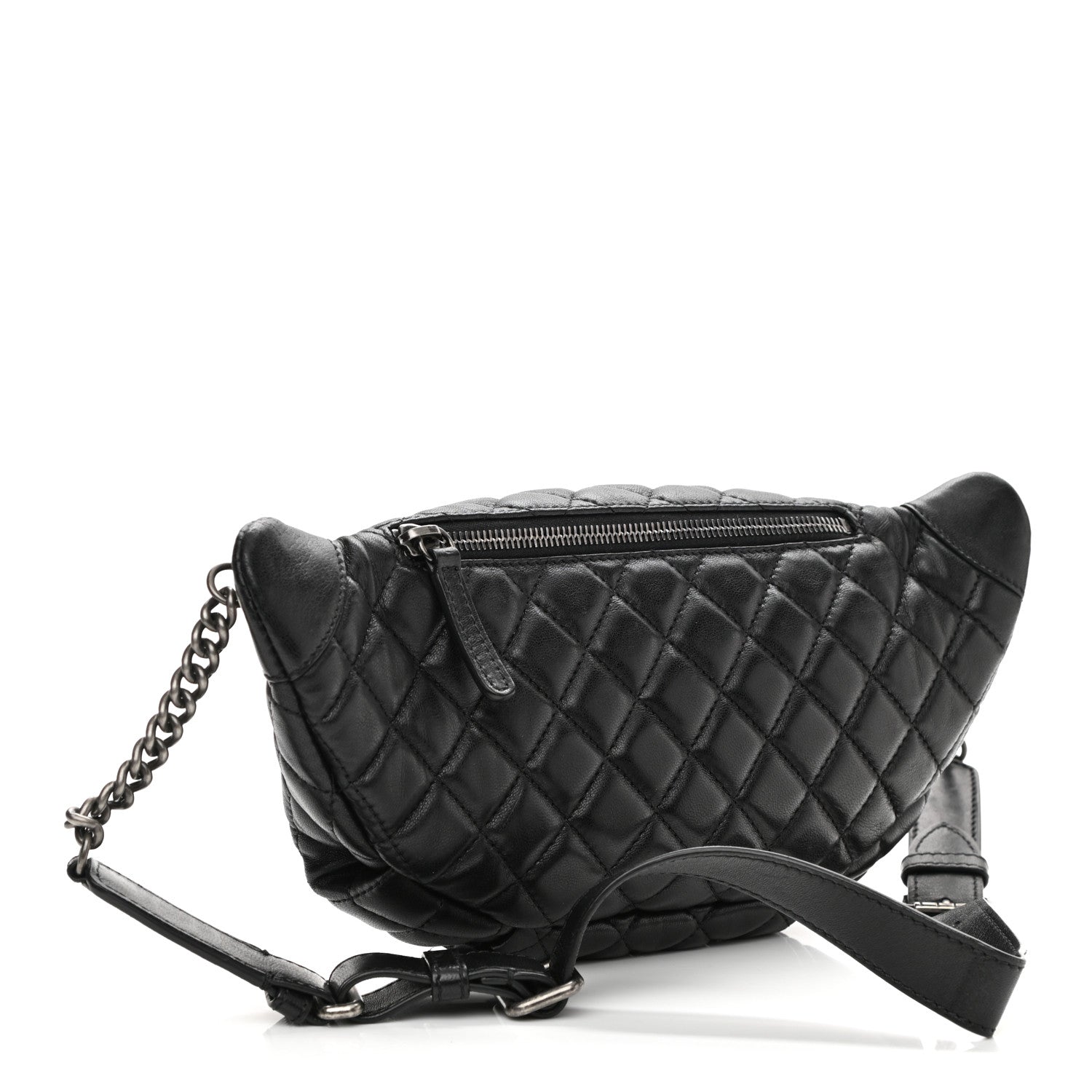 Chanel Lambskin Quilted Banane Waist Bag Fanny Pack Black 3 of 10