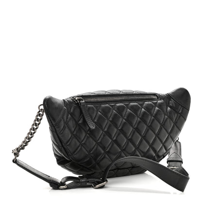 Chanel Lambskin Quilted Banane Waist Bag Fanny Pack Black 3 of 10