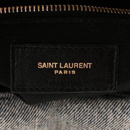 Saint Laurent Denim Quilted Medium Loulou Puffer Monogram Chain Satchel Azur 5 of 8