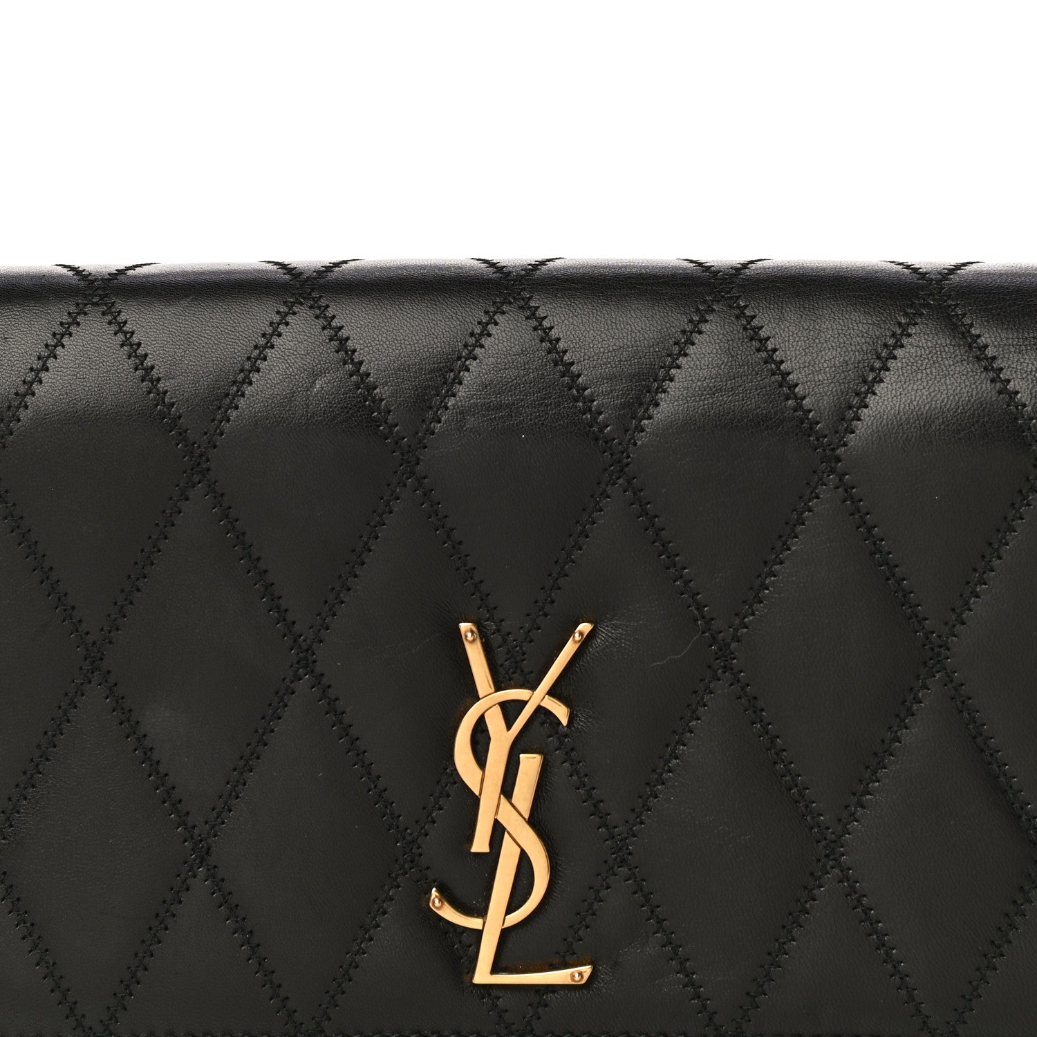 Saint Laurent Lambskin Diamond Quilted Monogram Angie Chain Bag Black 10 of 31