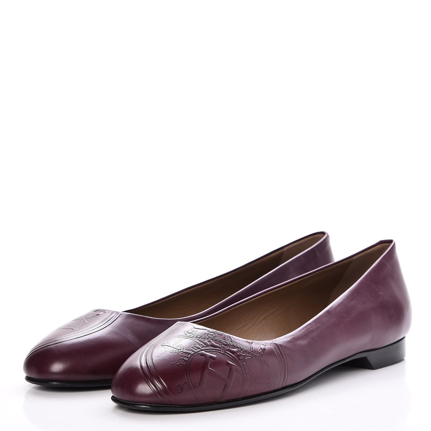 Glossy Calfskin Neuilly Ballerina Flats 37 Bordeaux