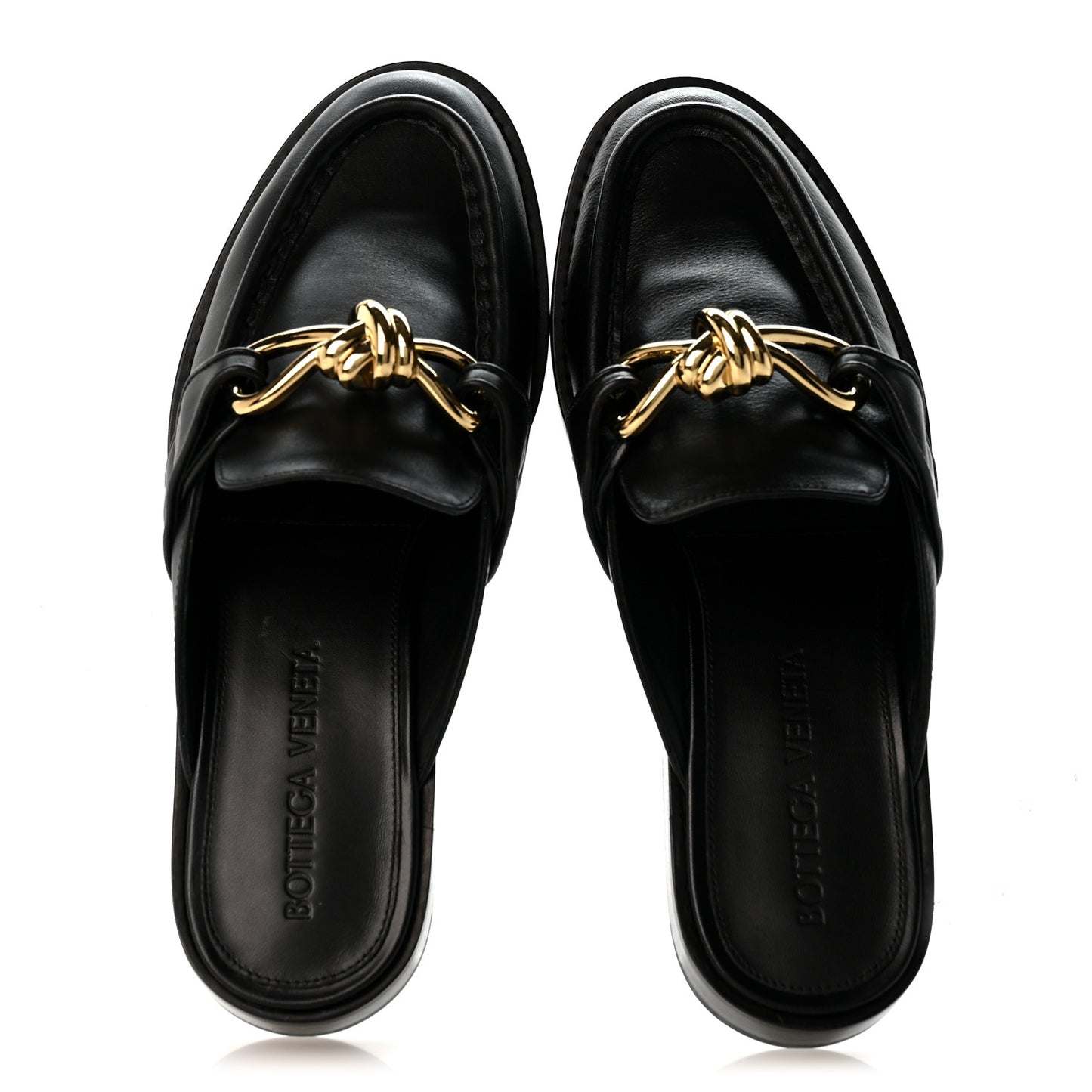 Calfskin Astaire Knot Loafer Mules 36.5 Black