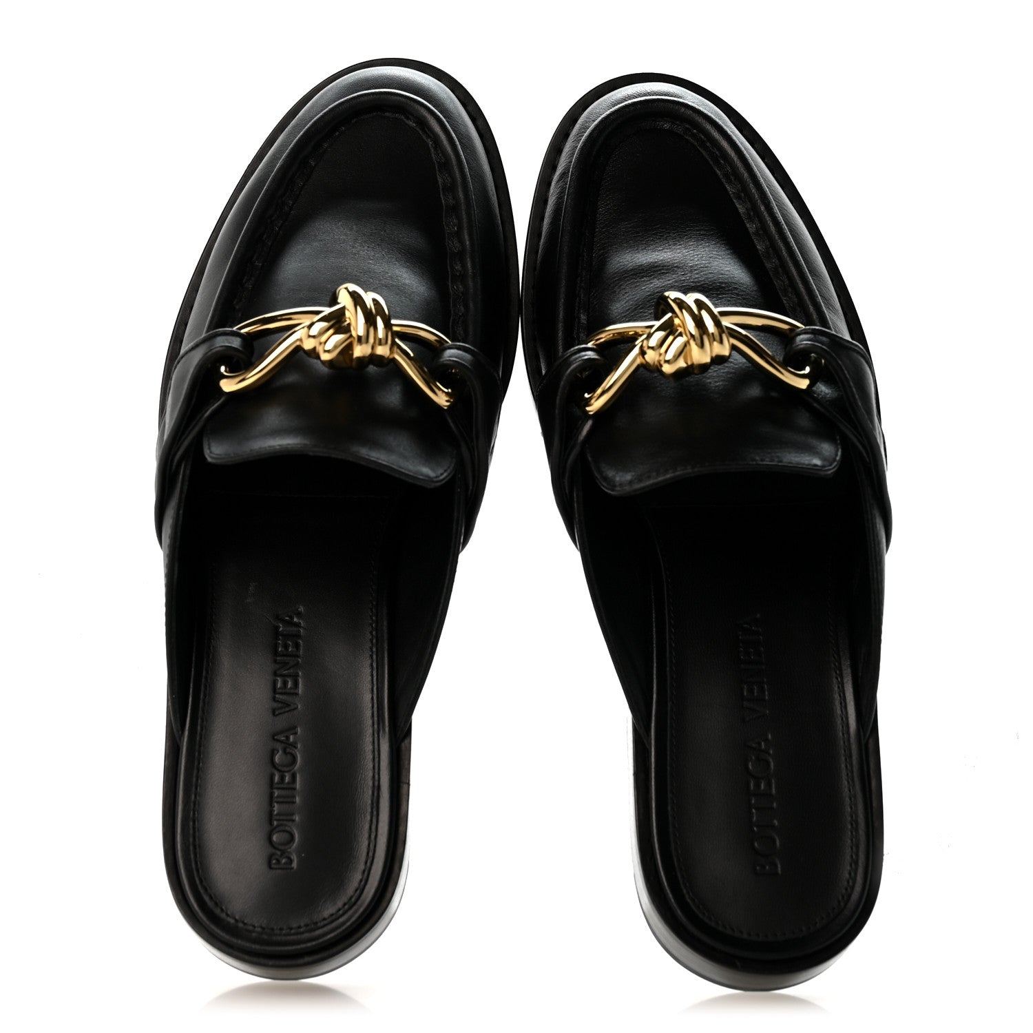 Bottega Veneta Calfskin Astaire Knot Loafer Mules 36.5 Black 2 of 9