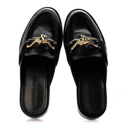Bottega Veneta Calfskin Astaire Knot Loafer Mules 36.5 Black 2 of 9