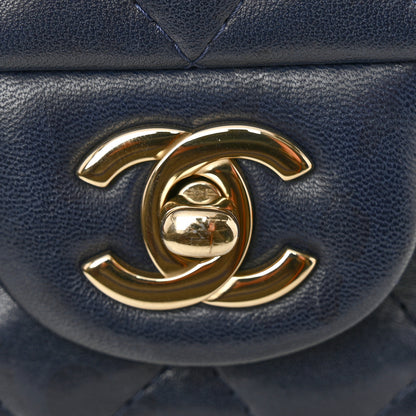 Chanel Lambskin Quilted Mini Rectangular Flap Dark Navy Blue 11 of 13