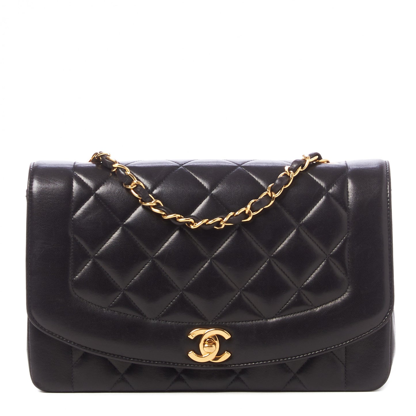 Lambskin Quilted Medium Single Flap Black
