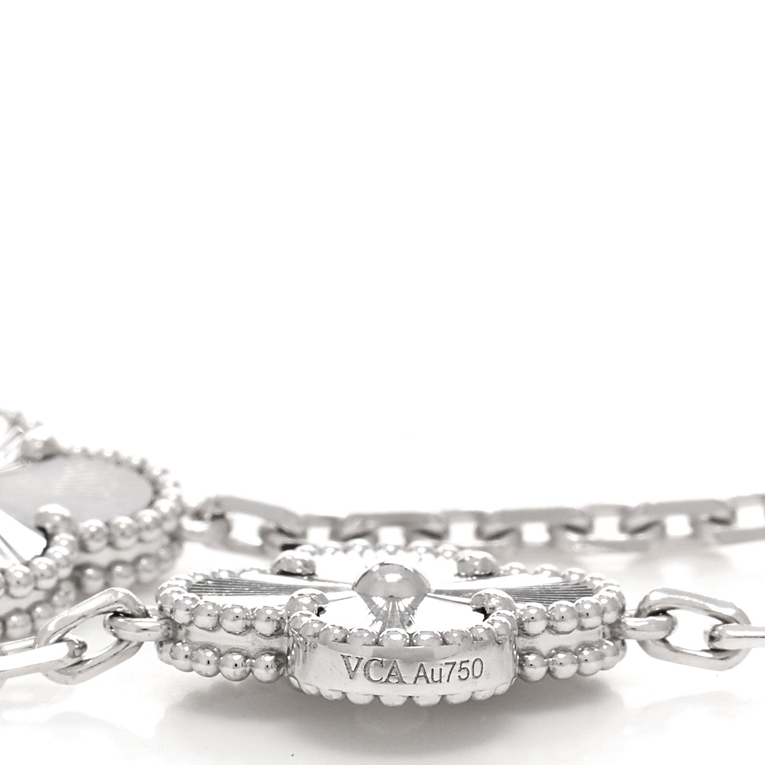 Van Cleef & Arpels 18K White Gold 5 Motifs Guilloche Vintage Alhambra Bracelet 3 of 5