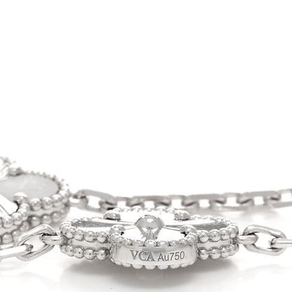 Van Cleef & Arpels 18K White Gold 5 Motifs Guilloche Vintage Alhambra Bracelet 3 of 5
