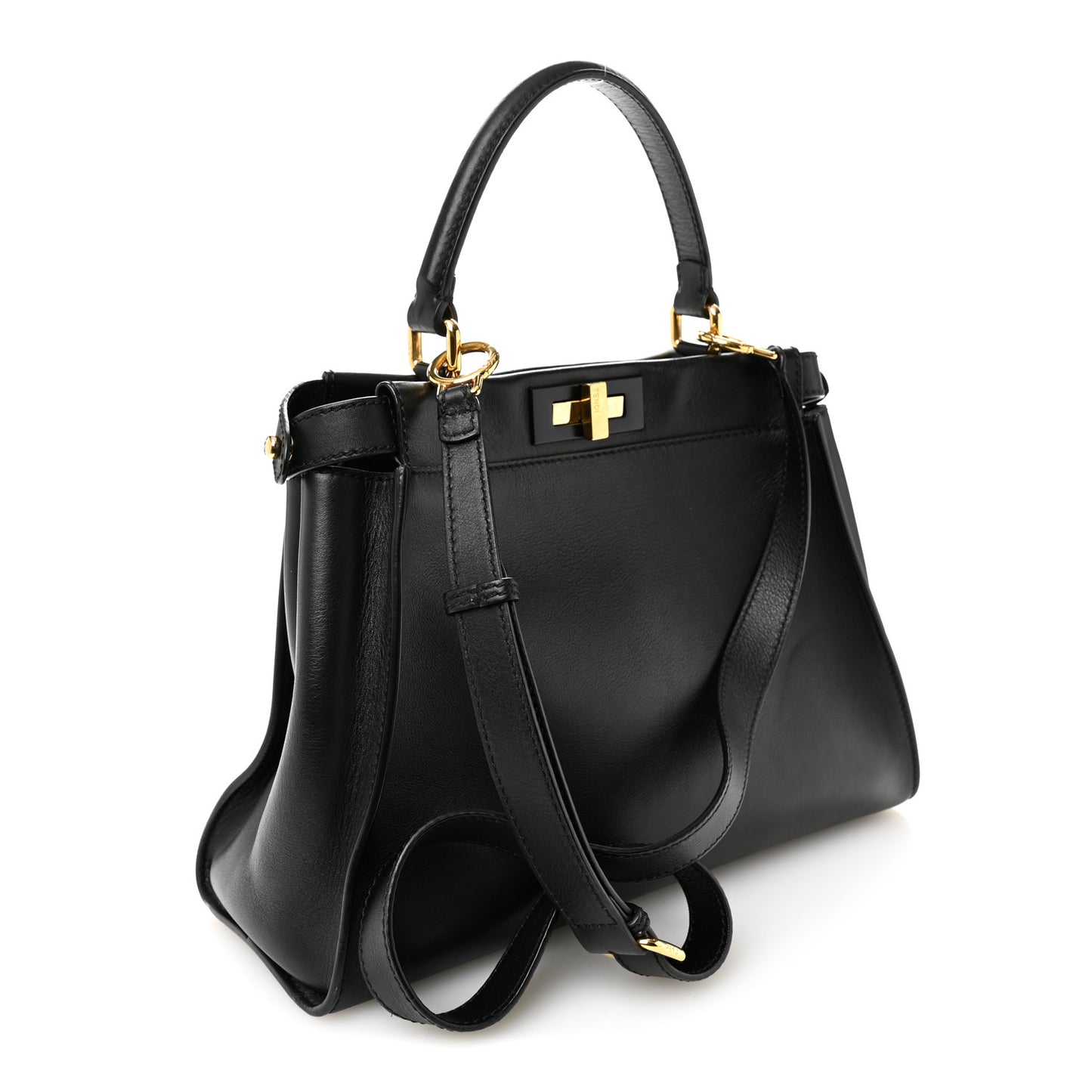 Vitello Seta Shiny Nappa Medium Peekaboo Iconic Satchel Black