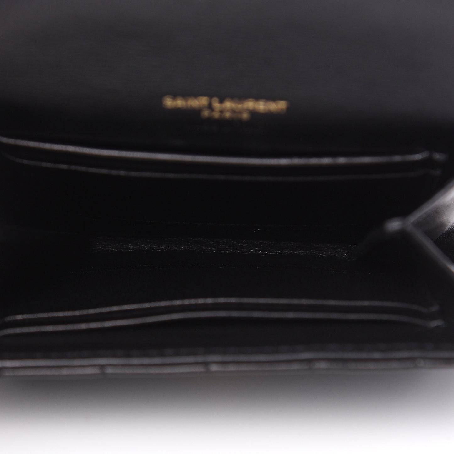 Lambskin Matelasse Monogram Vicky Tri-Fold Wallet Black