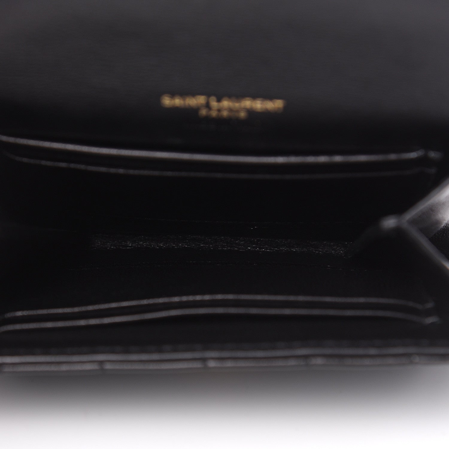 Saint Laurent Lambskin Matelasse Monogram Vicky Tri-Fold Wallet Black 5 of 7