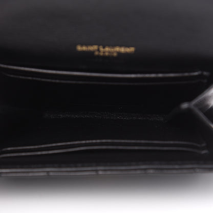 Saint Laurent Lambskin Matelasse Monogram Vicky Tri-Fold Wallet Black 5 of 7