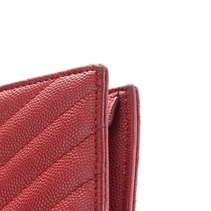 Saint Laurent Grain De Poudre Matelasse Chevron Monogram Envelope Chain Wallet New Red 18 of 19