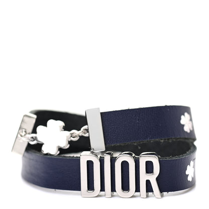 Christian Dior Calfskin Dior Clover Double Bracelet Navy 1 of 5