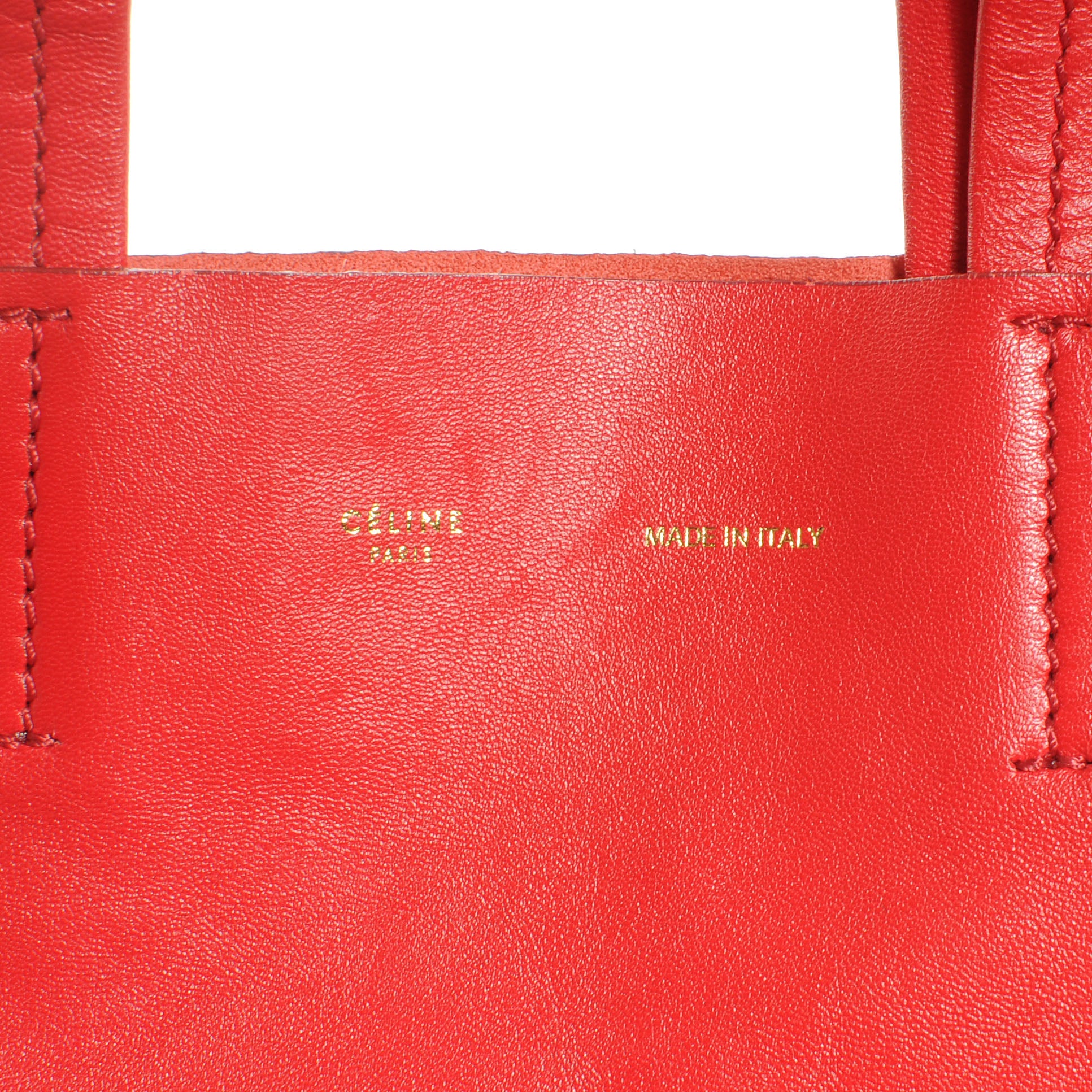 Celine Lambskin Cabas Vertical Tote Red 6 of 8