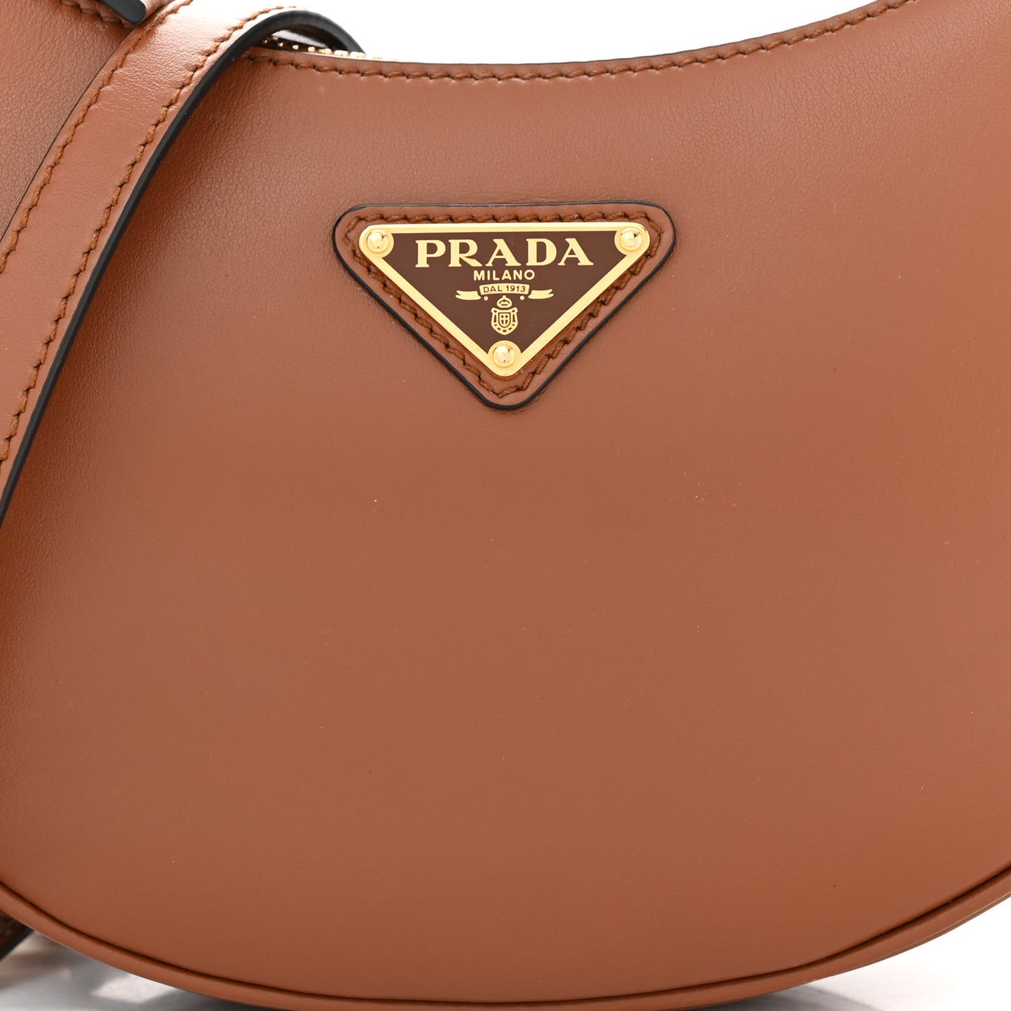 Soft Calfskin Arque Shoulder Bag Cognac