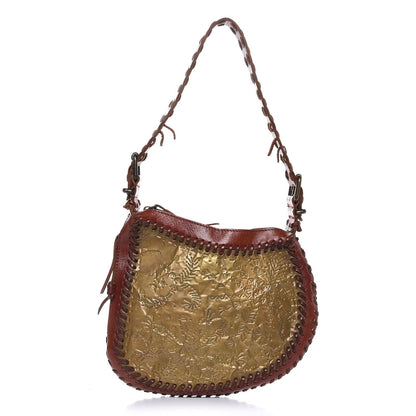 Fendi Calfskin Embossed Metal Oyster Brown 1 of 13
