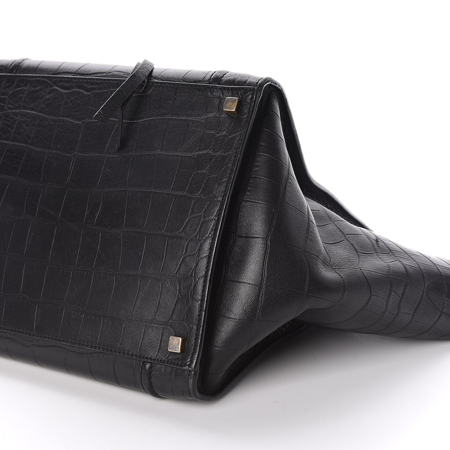 Crocodile Embossed Calfskin Medium Phantom Luggage Black