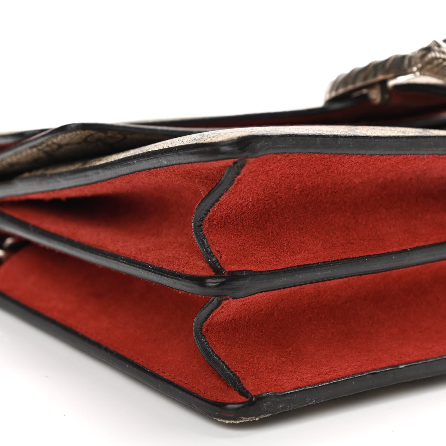 Gucci GG Supreme Monogram Suede Small Dionysus Shoulder Bag Beige Ebony Vulcanic Red 10 of 18
