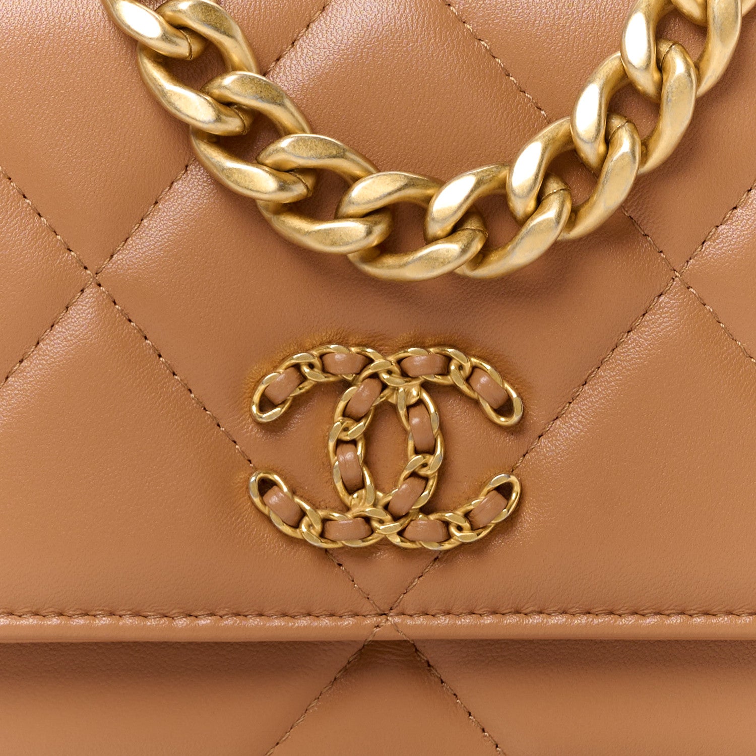 Chanel Lambskin Quilted Chanel 19 Wallet On Chain WOC Brown 9 of 12